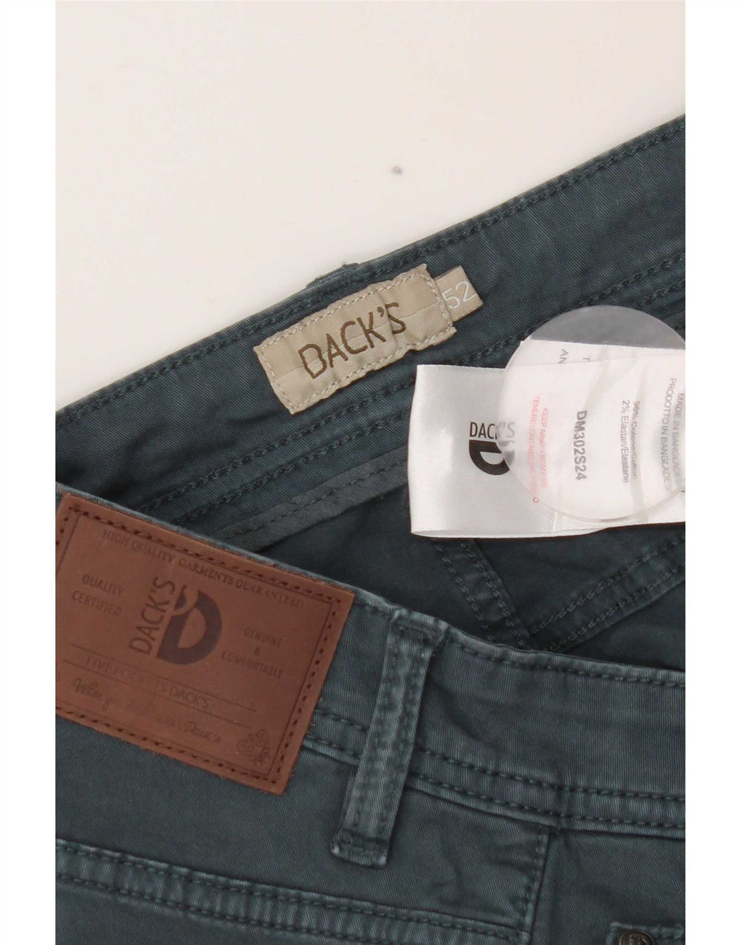 Dack's Pantalon Slim Casual Homme W34 L32 Vert Coton