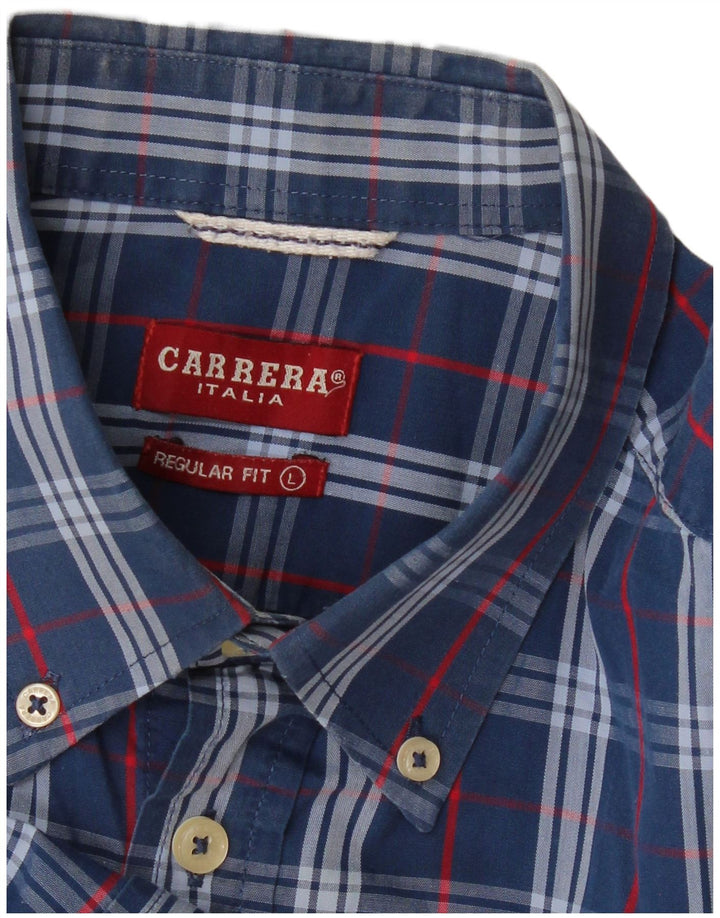 CARRERA Chemise à manches courtes coupe classique pour homme, grands carreaux bleus
