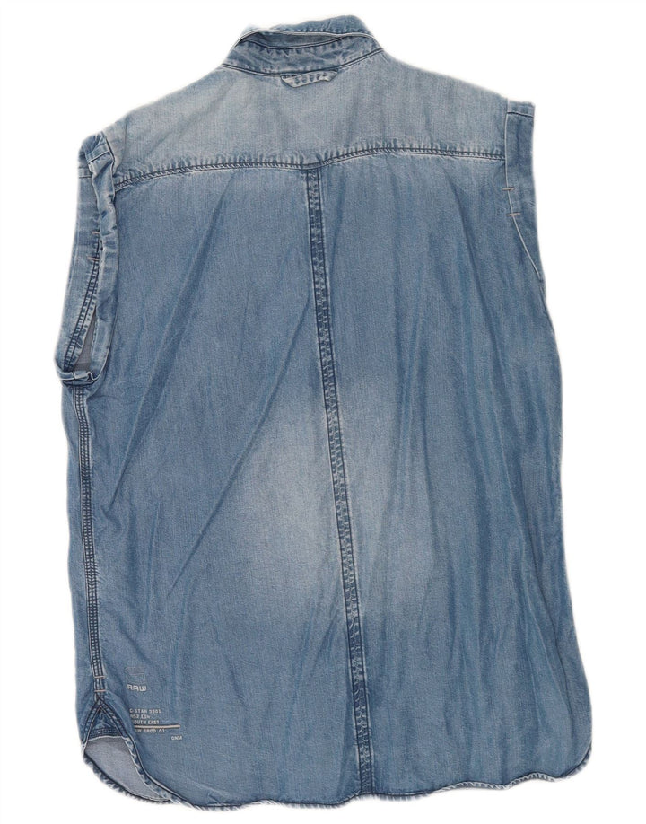 G-Star Chemise en jean sans manches pour femme UK 14 Bleu moyen Lyocell