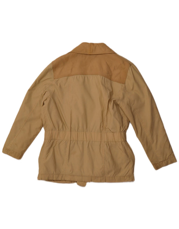 VINTAGE Veste utilitaire femme UK 16 Grand Beige Colourblock