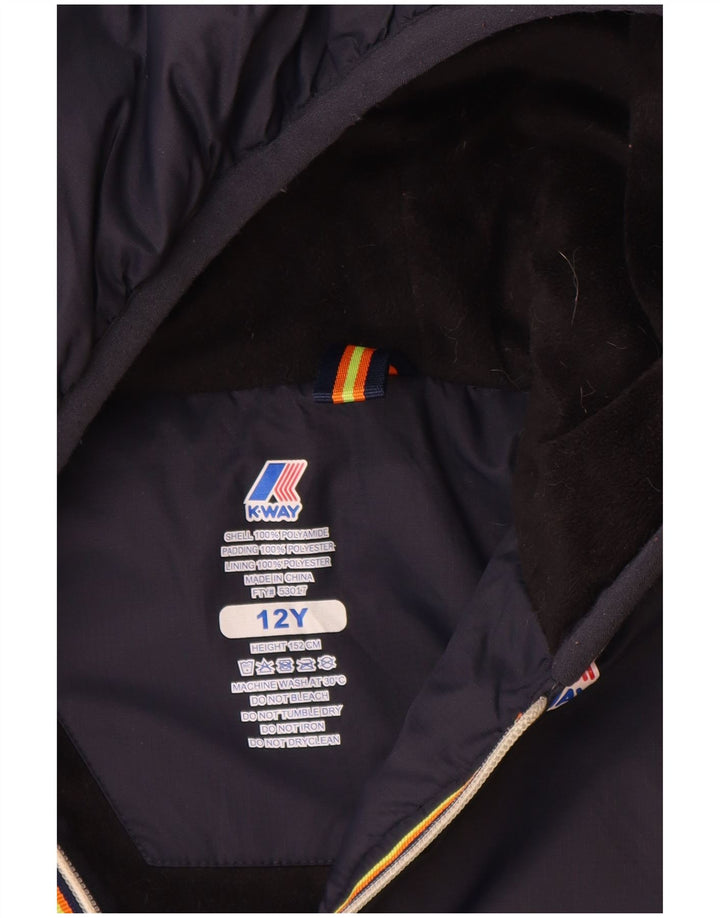 K-Way Veste Coupe-Vent à Capuche Garçon 11-12 ans Bleu Marine Polyamide
