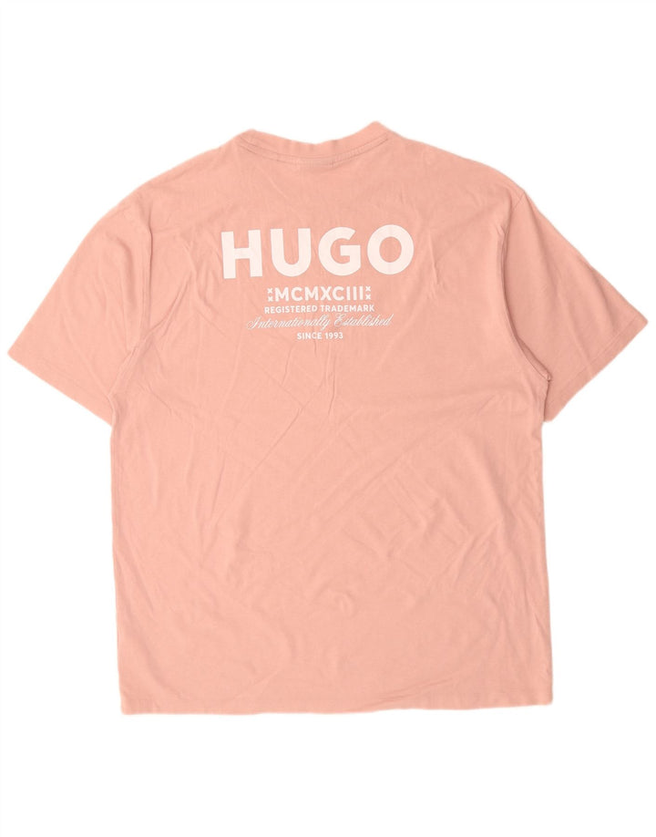 HUGO BOSS T-Shirt Graphique Top XL Rose Coton Homme