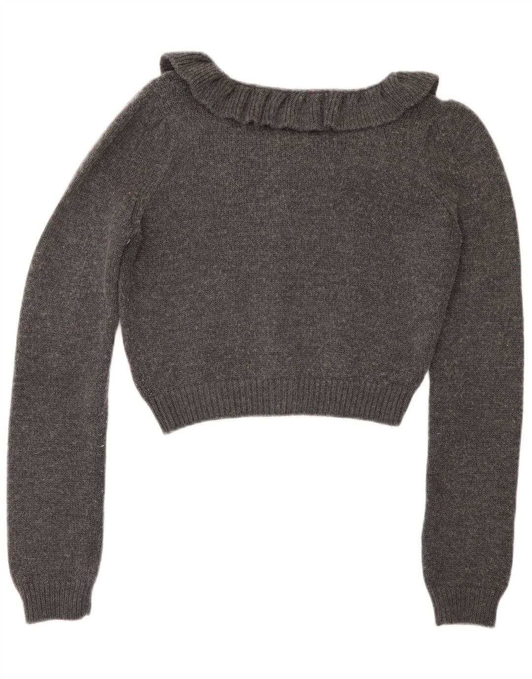 Max & Co. Pull cardigan court pour femme UK 12 laine gris moyen