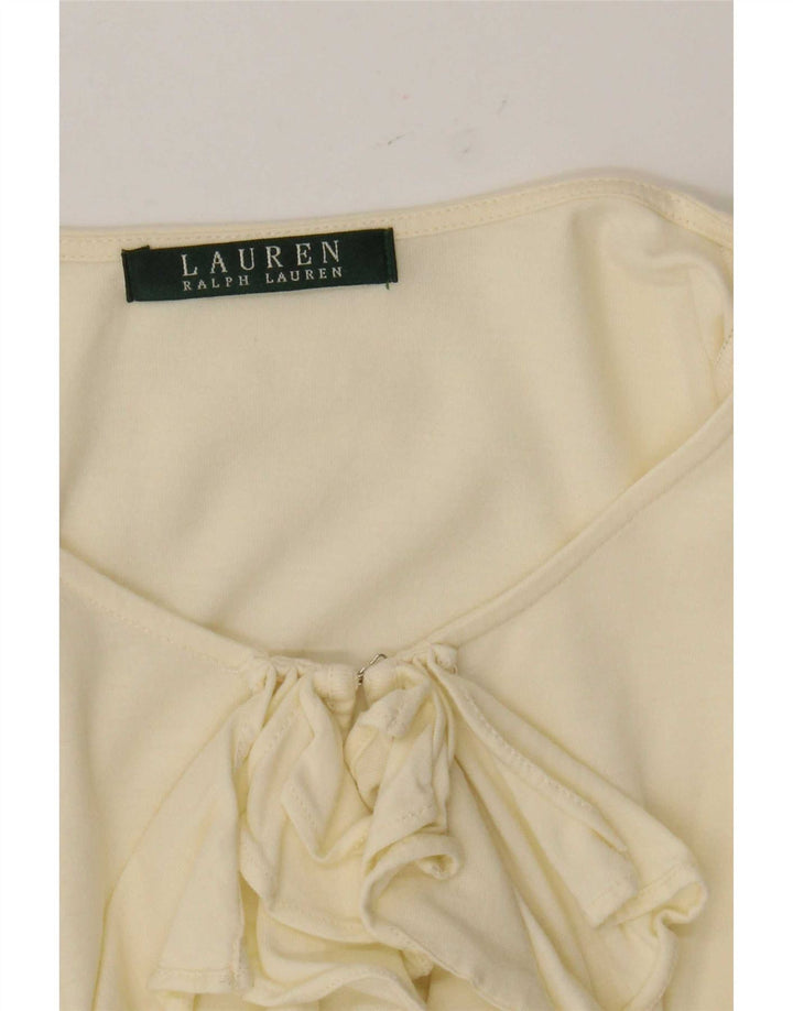 Ralph Lauren Haut à volants sur le devant pour femme à manches longues UK 12 Jaune moyen