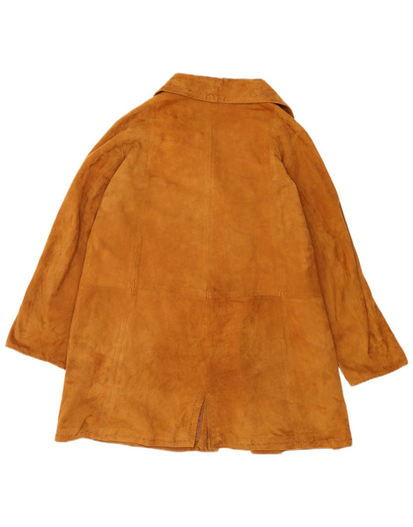 veste en daim femme vintage UK 14 cuir brun moyen