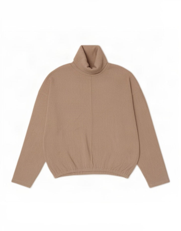 Zara Pull surdimensionné à col roulé pour femme UK 14 Polyester beige moyen