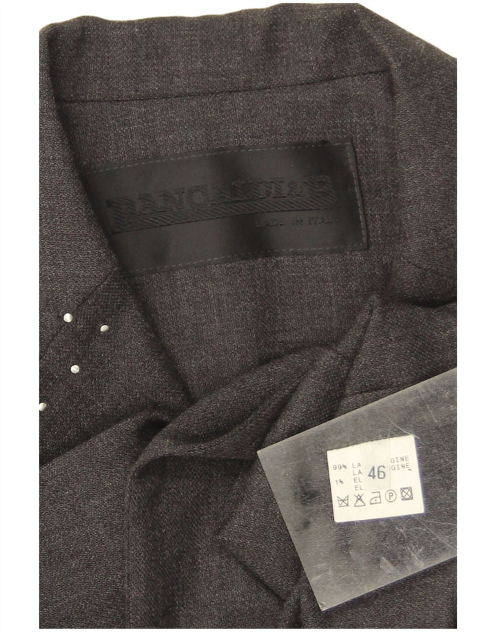Pancaldi & B Veste Blazer Ouverte Femme IT 46 Large Laine Vierge Grise