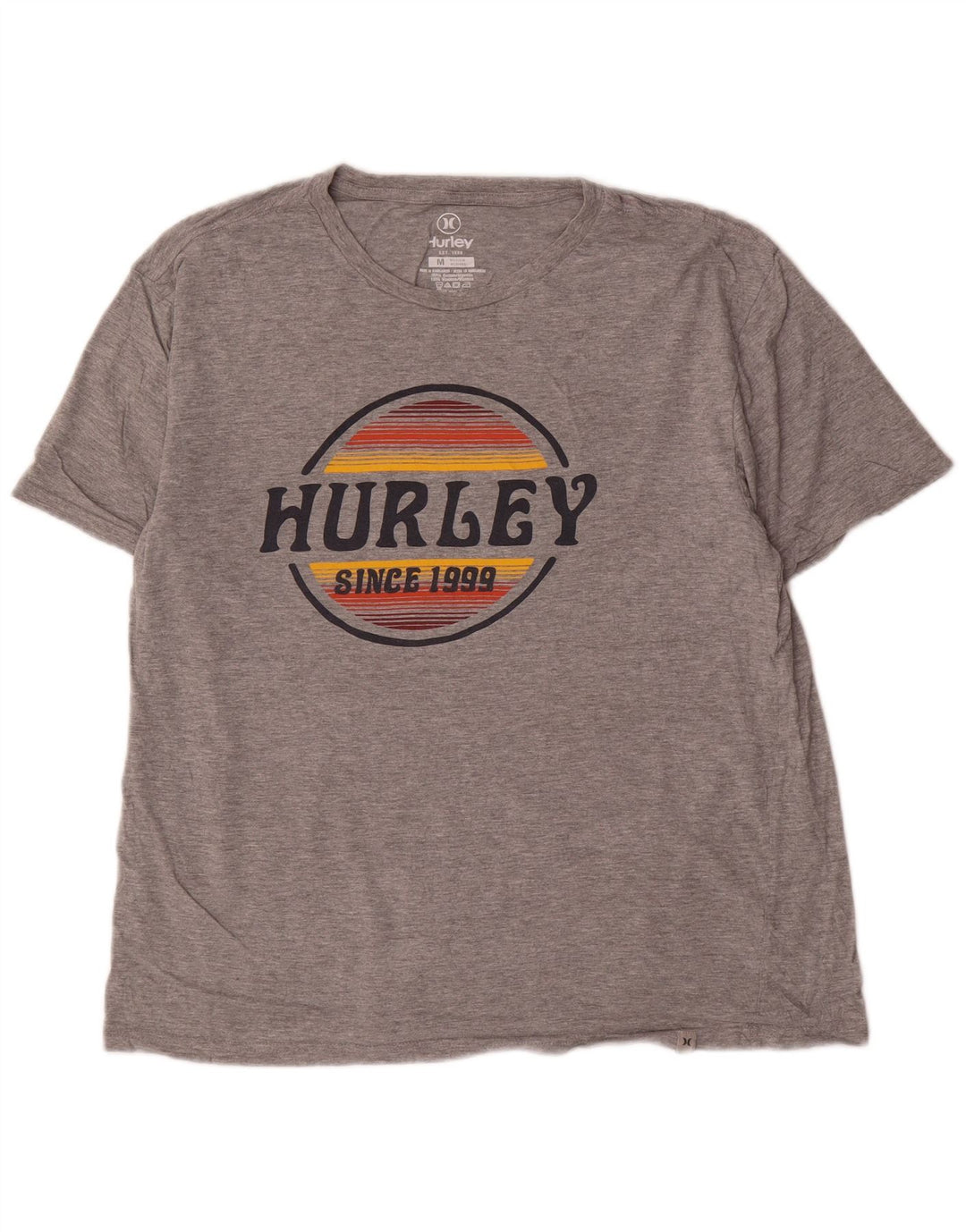 Hurley T-Shirt Graphique Homme Gris Moyen Coton
