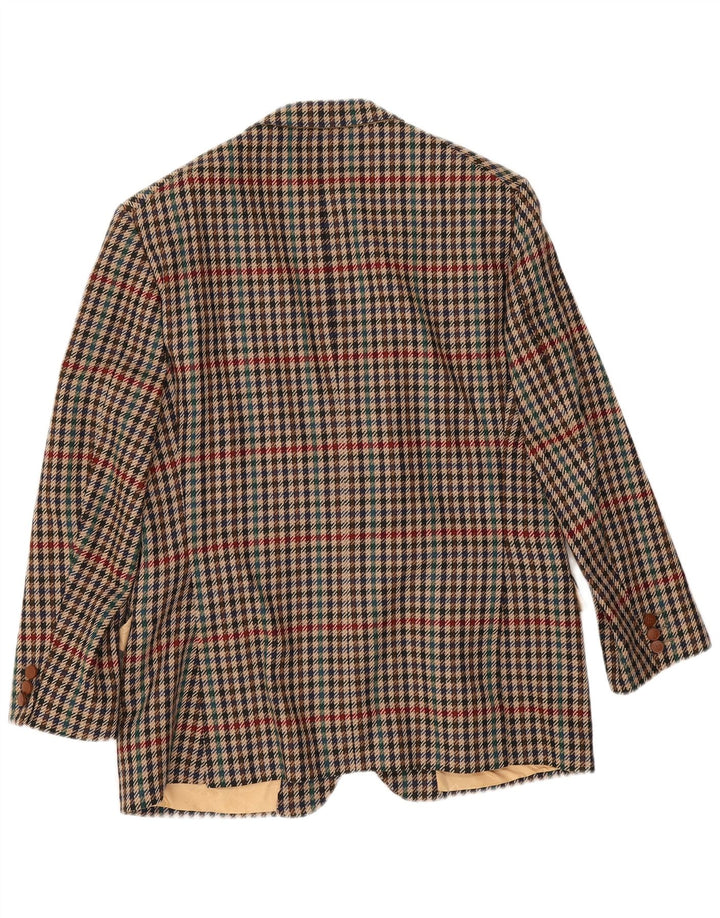 DAKS Veste blazer à 2 boutons pour homme UK 38 en laine pied-de-poule marron moyen
