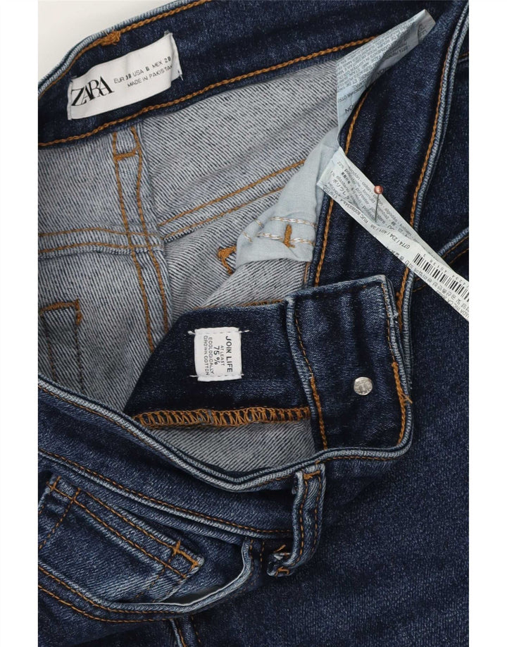Zara Femme Jean Slim Moyen W28 L27 Bleu Coton