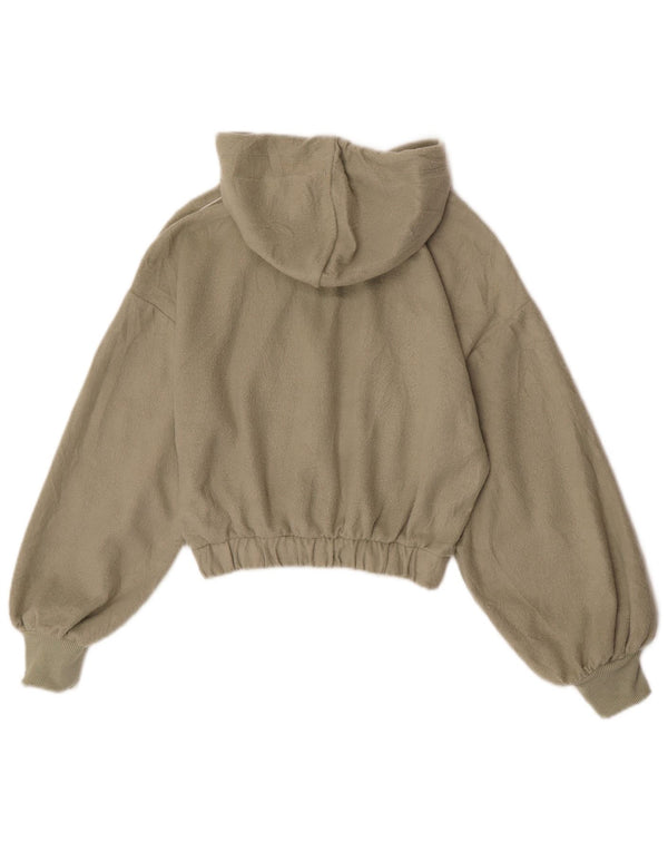 Topshop Pull court à capuche et col zippé pour femme UK 6 XS Kaki Polyester