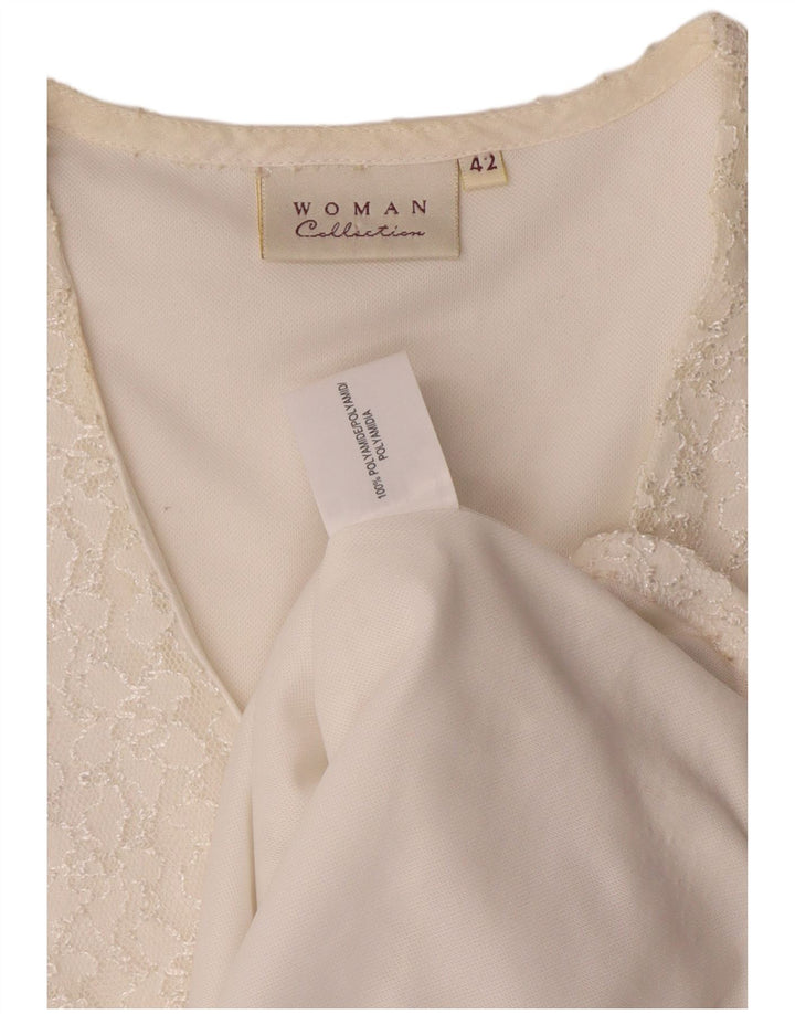 vintage Femme Chemise À Manches Courtes Blouse IT 42 Moyen Off White Polyamide