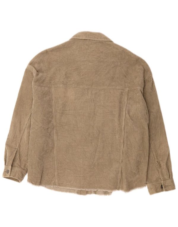 Zara Chemise surdimensionnée en velours côtelé pour femme UK 18 XL Coton kaki