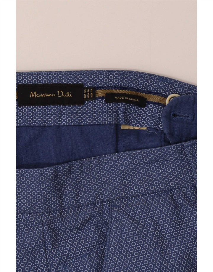 Massimo Dutti Short Chino Homme EU 44 Large W34 Bleu Marine à Pois
