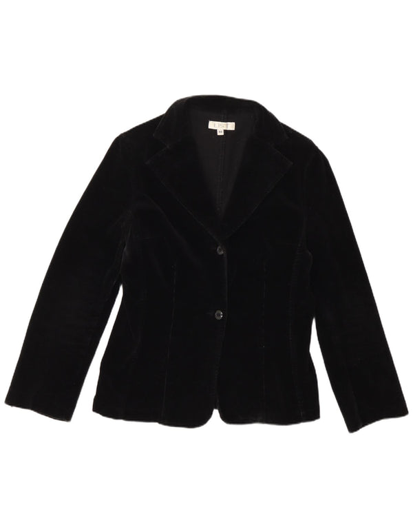 vintage Femme Velours Côtelé 2 Bouton Blazer Veste IT 44 Moyen Noir Coton