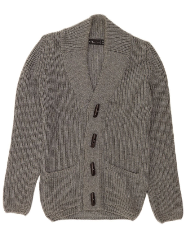 Pull Cardigan Zara Homme Gris Moyen