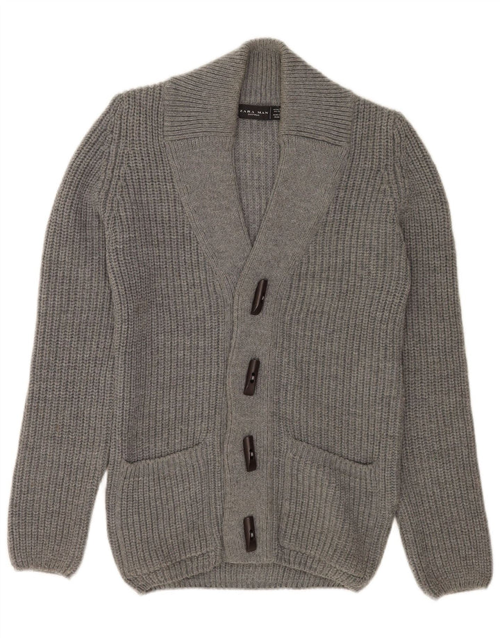 Pull Cardigan Zara Homme Gris Moyen