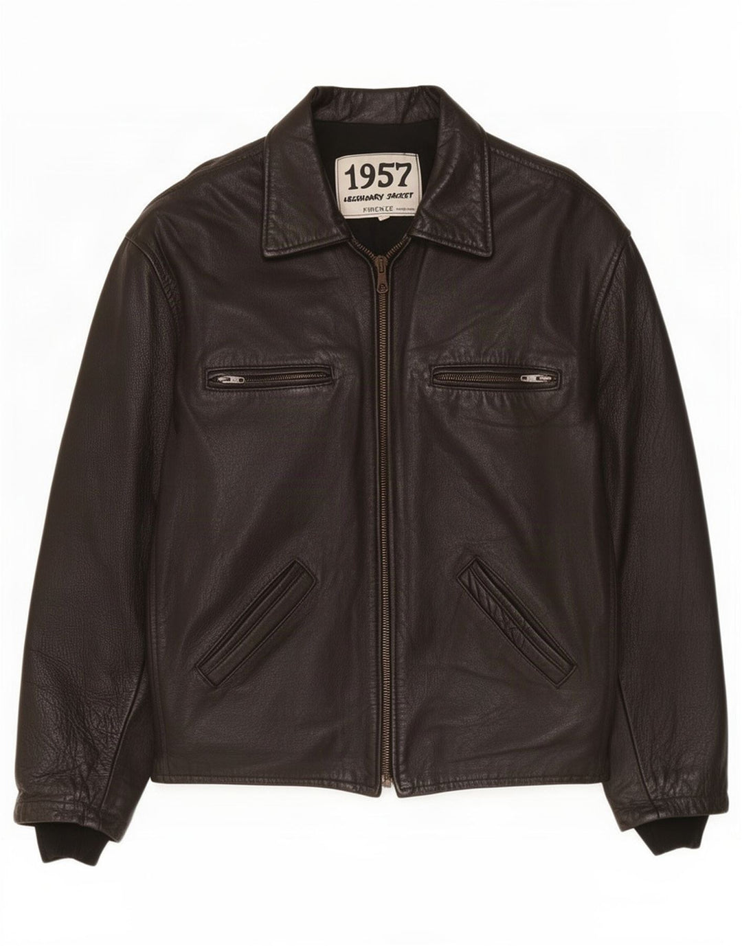Veste Légendaire 1957 Veste en Cuir Homme UK 40 Grand Noir