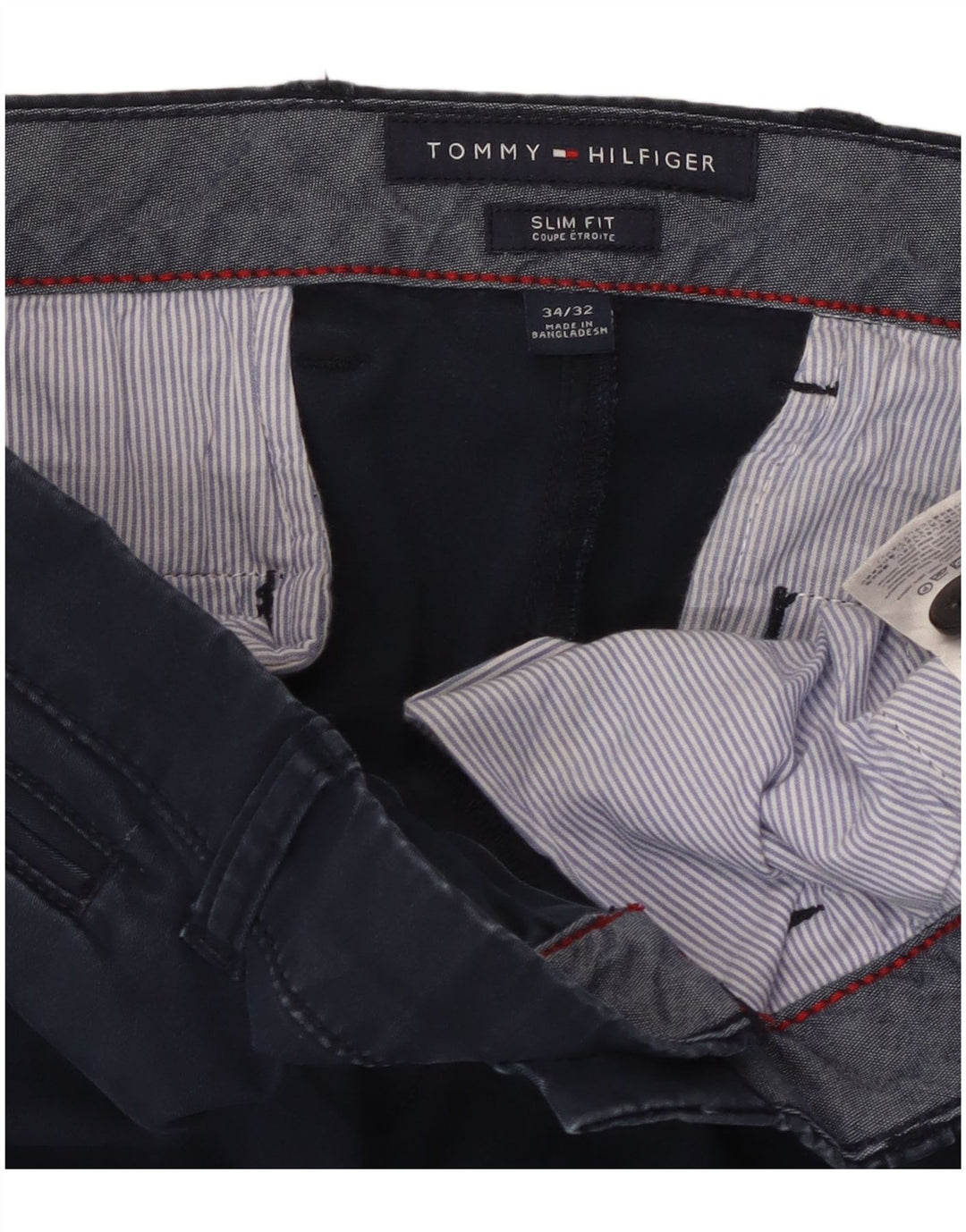TOMMY HILFIGER Pantalon Chino Slim Fit Homme W34 L32 Bleu Marine Coton