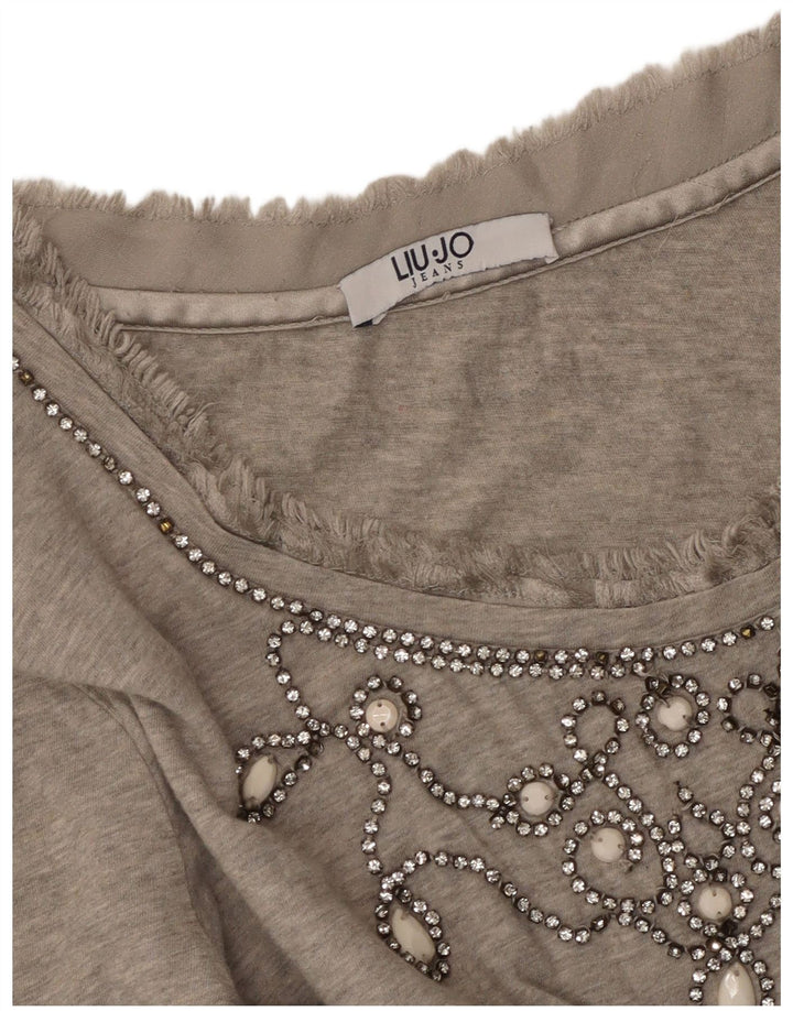 LIU JO Haut à manches longues pour femme UK 10 Small Gris
