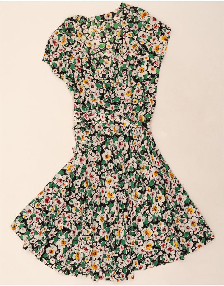 vintage Womens Wrap Dress UK 12 Moyen Multicolore Floral