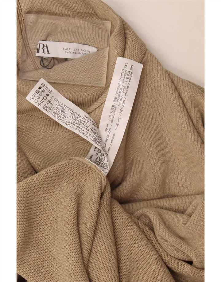 Zara Pull col roulé pour femme UK 10 Small Beige Viscose
