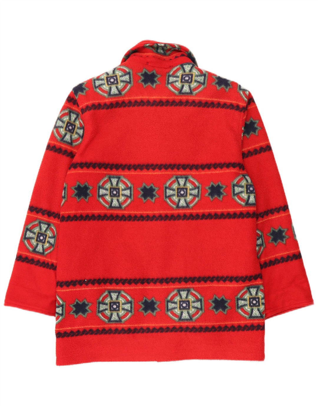 vintage Womens Overcoat Overcoat UK 16 Grand Polyester Géométrique Rouge