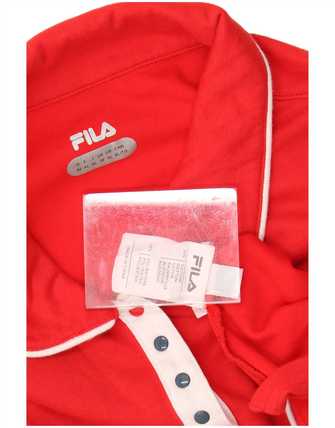 FILA Polo Femme UK 16 Large Rouge Coton