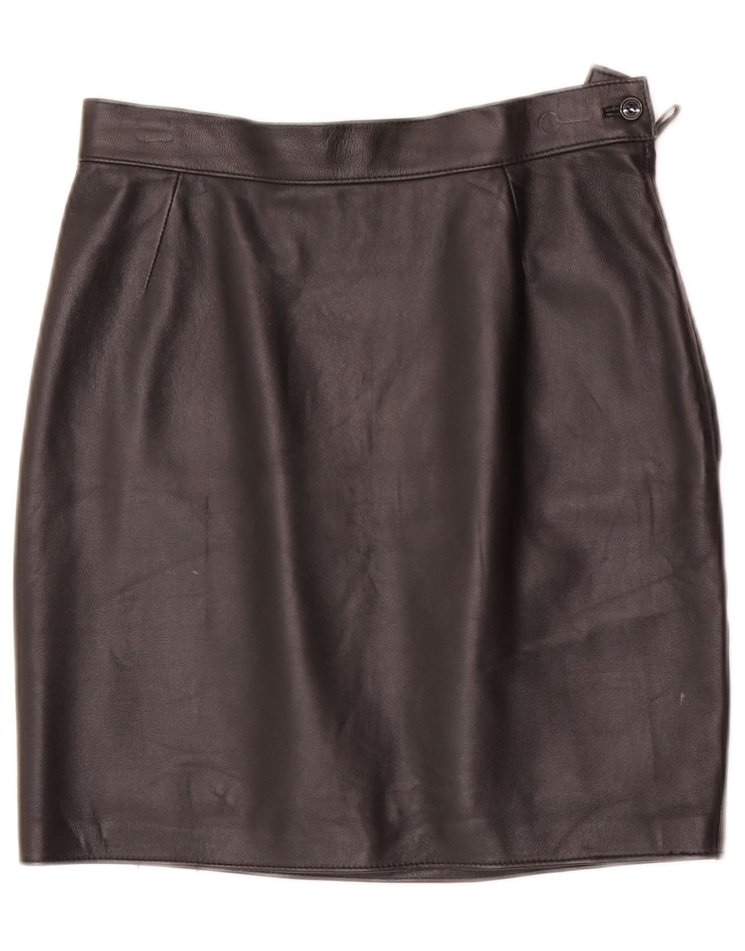 vintage Femme Mini Jupe En Cuir W28 Moyen Noir