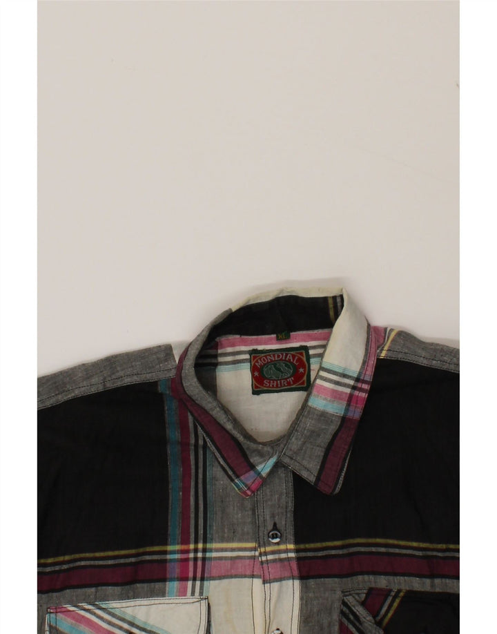 VINTAGE Mens Short Sleeve Shirt XL Black Check Cotton Vintage Vintage and Second-Hand Vintage from Messina Hembry 