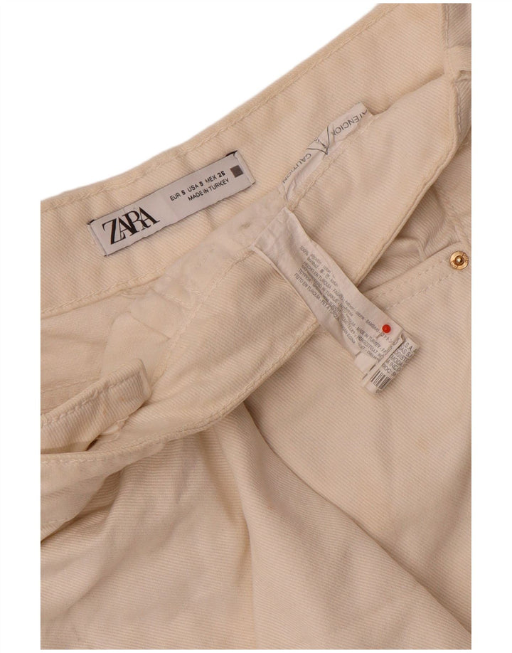 Zara Femme Short En Jean Petit W26 Coton Blanc