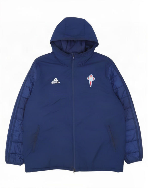Adidas Veste rembourrée à capuche pour homme UK 44 2XL Bleu marine Polyester