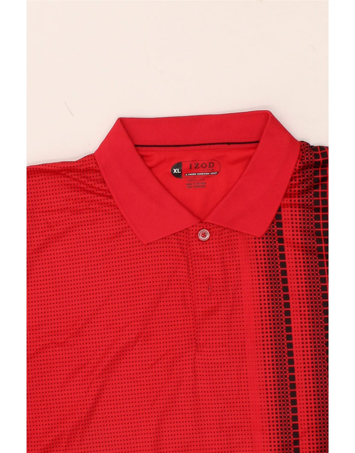 IZOD Mens Polo Shirt XL Red Geometric Polyester Vintage Izod and Second-Hand Izod from Messina Hembry 