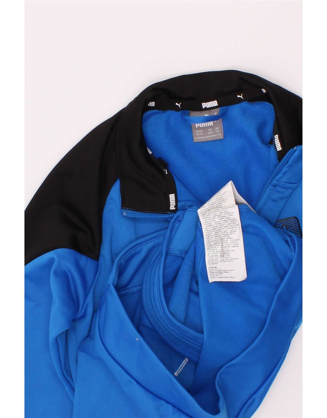 Puma Veste de survêtement graphique pour garçon 5-6 ans Bleu Colorblock Polyester