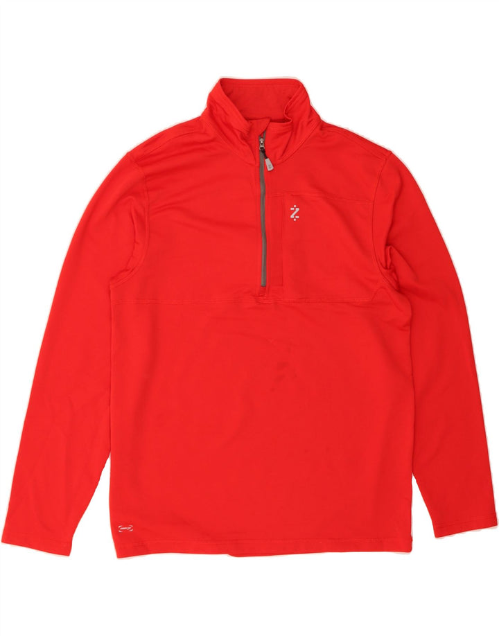 IZOD Mens Zip Neck Pullover Tracksuit Top Medium Red Polyester Vintage Izod and Second-Hand Izod from Messina Hembry 