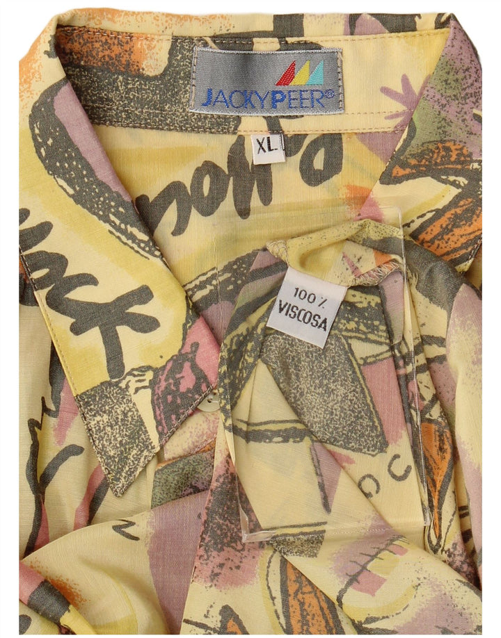 Jacky Peer Chemise à Manches Courtes pour Homme à Motif Abstrait XL Jaune Viscose