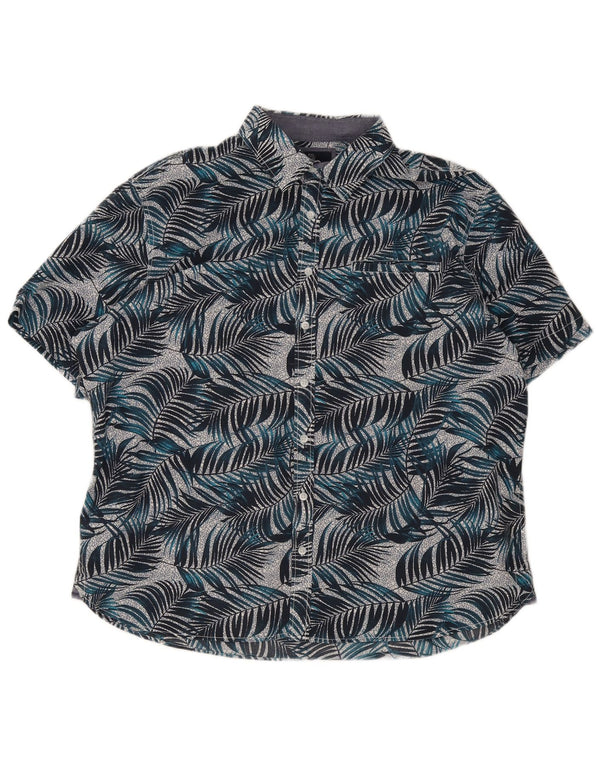 Canada Chemise à manches courtes pour homme UK 45/46 2XL Bleu marine en coton floral