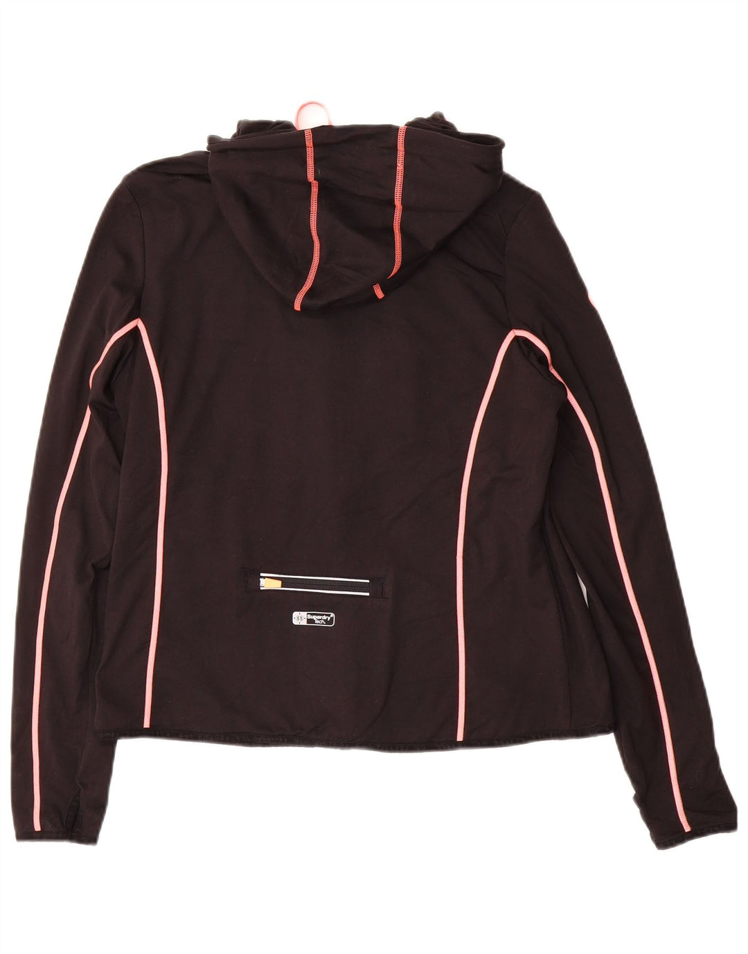SUPERDRY Womens Graphic Hooded Windbreaker Jacket UK 18 XL Black Polyester