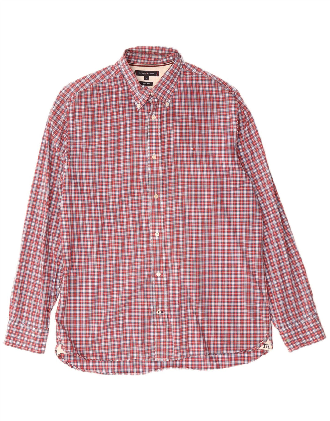 Tommy Hilfiger Chemise coupe classique pour homme en coton à carreaux rouges