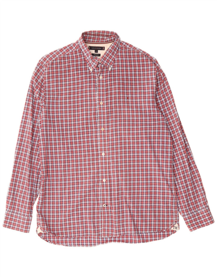 Tommy Hilfiger Chemise coupe classique pour homme en coton à carreaux rouges