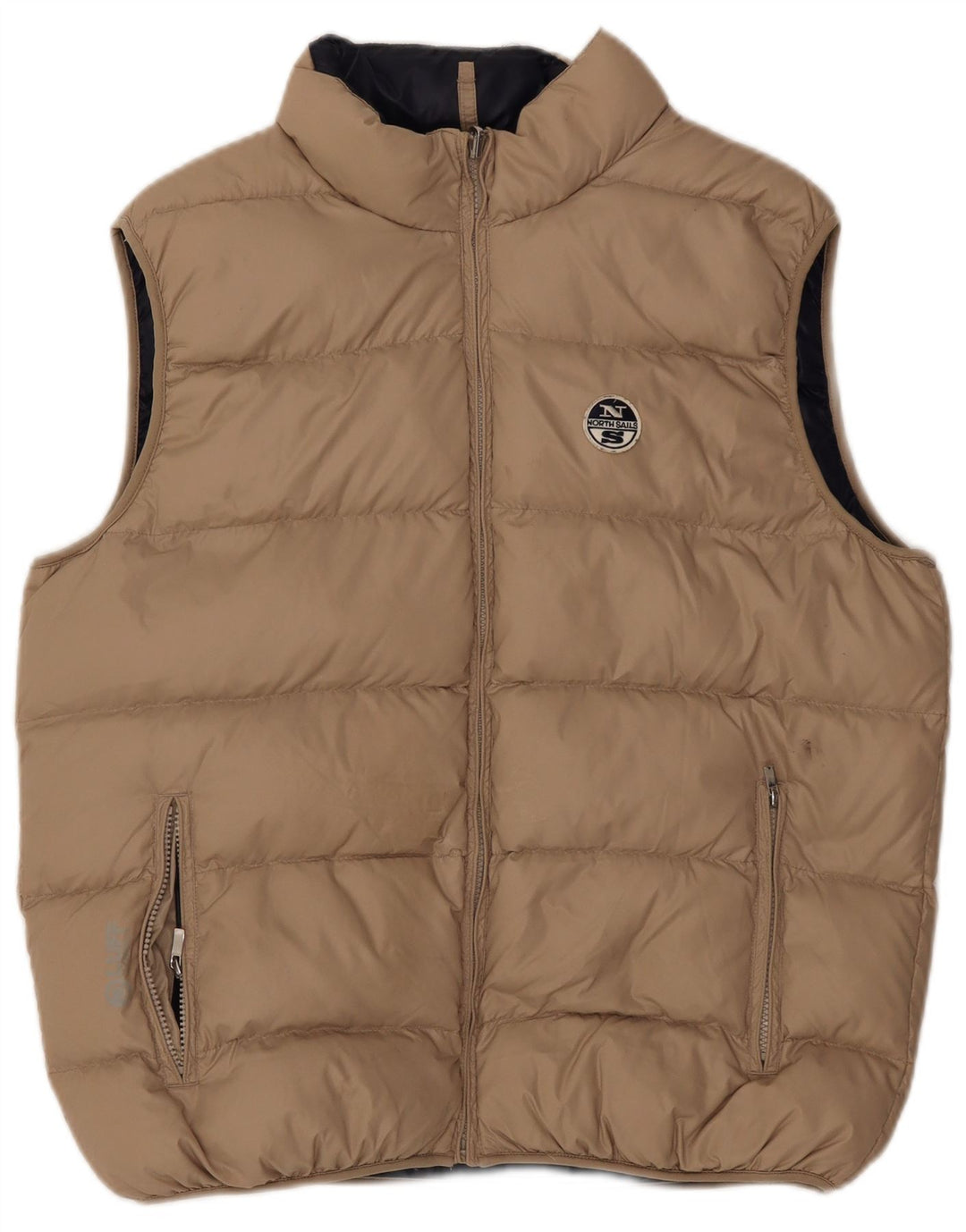 North Sails Gilet rembourré réversible pour homme UK 40 Large Beige Nylon