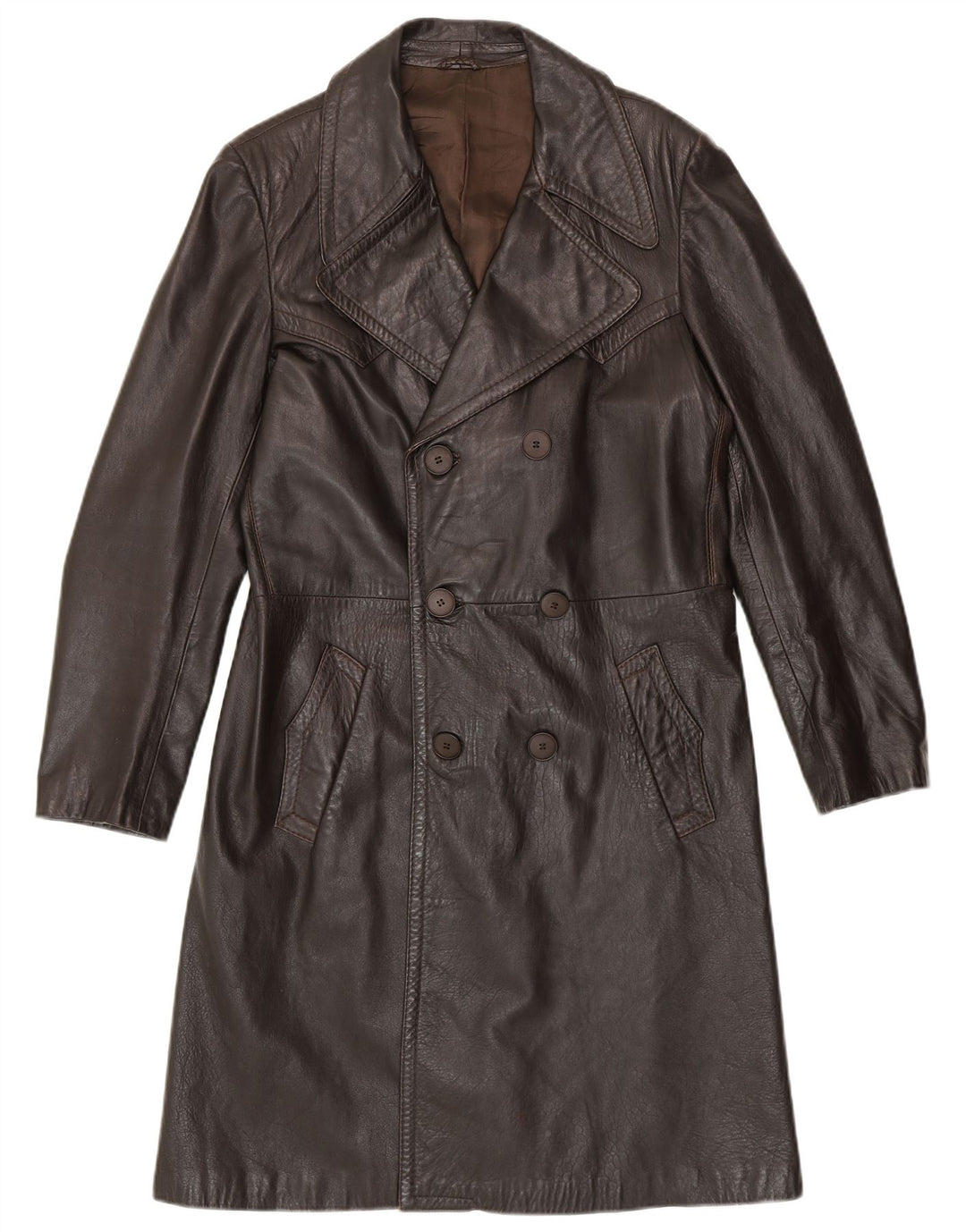 VINTAGE Manteau en cuir pour homme IT 50 Grand cuir marron