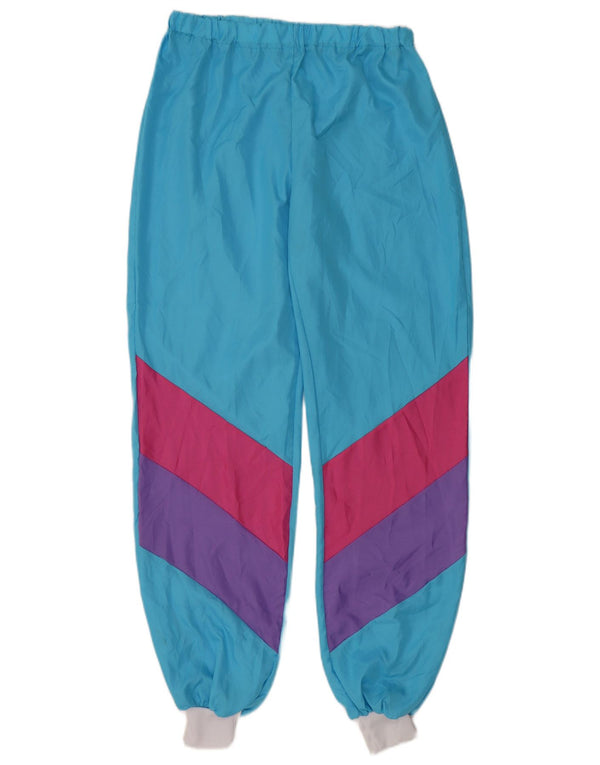 VINTAGE Pantalon de survêtement femme Joggers UK 10 Small Blue Colourblock