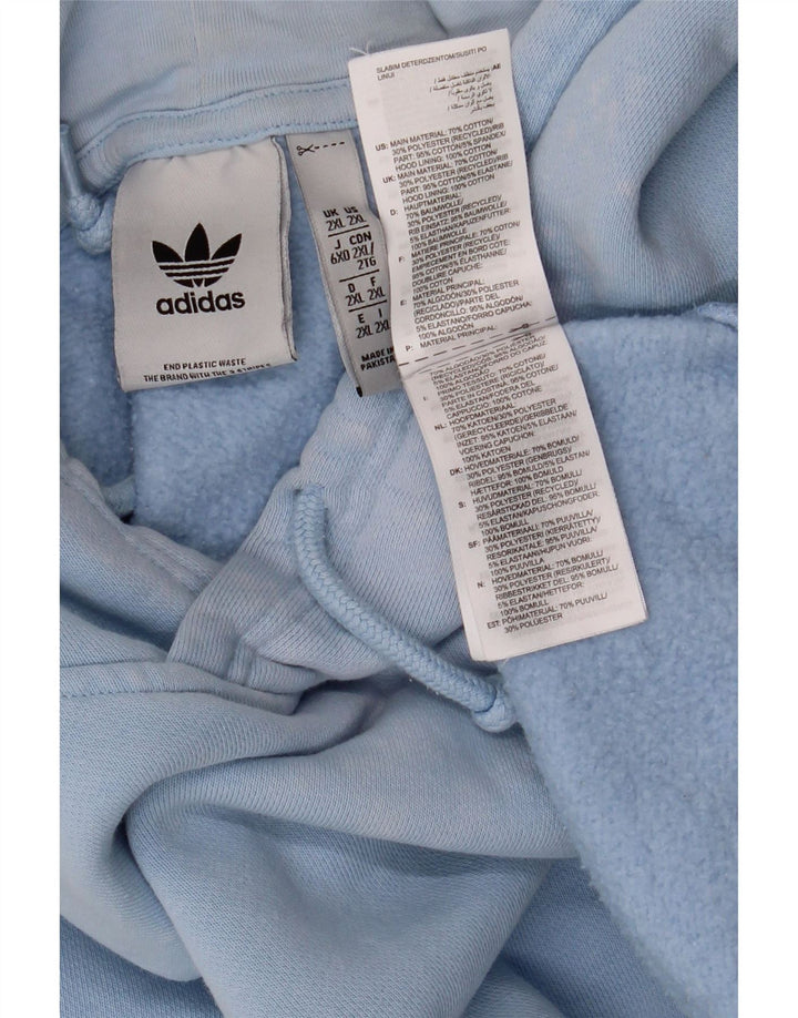 Adidas Pull à capuche pour homme 2XL Bleu Coton