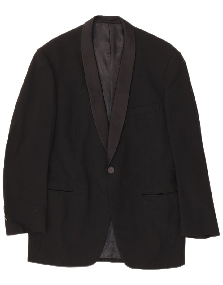 TLAPA Veste Blazer 1 Bouton pour Homme UK 38 Laine Vierge Noir Moyen