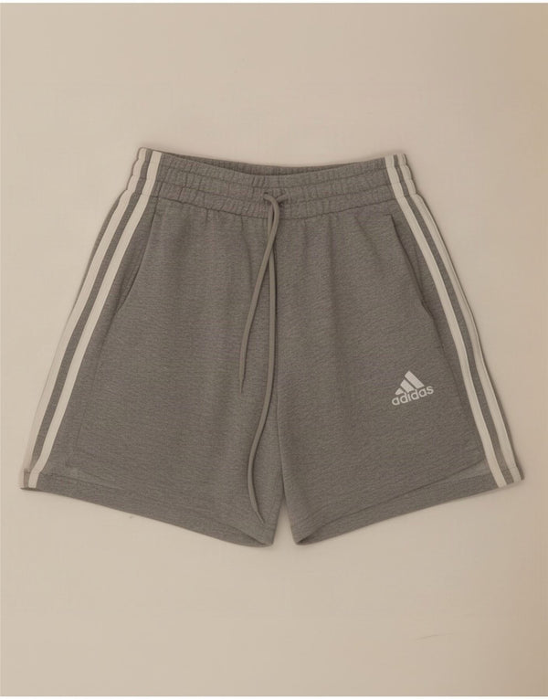 Adidas Short de sport pour femme UK 4 XS Gris chiné en coton