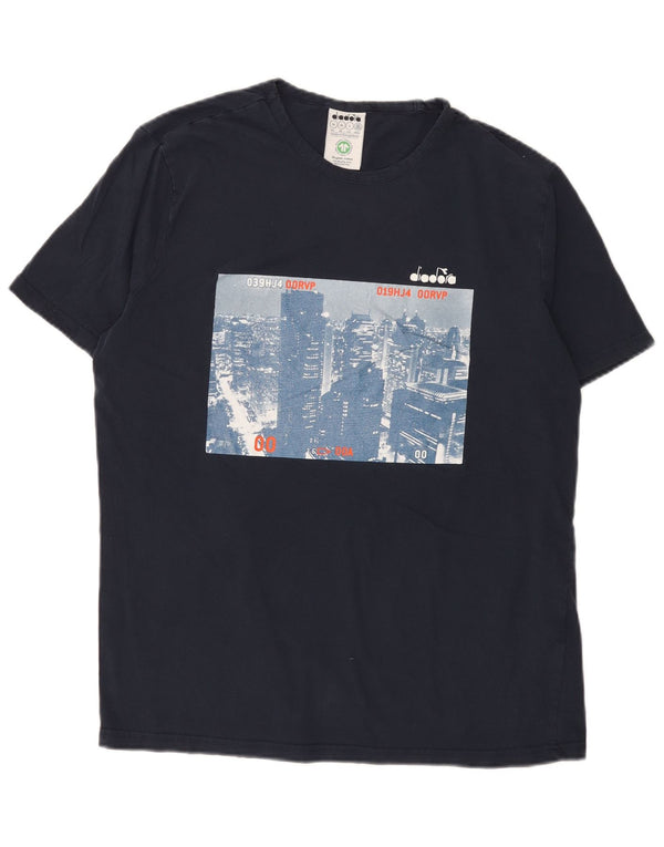 Diadora T-Shirt Graphique Top XL Bleu Marine Coton Homme