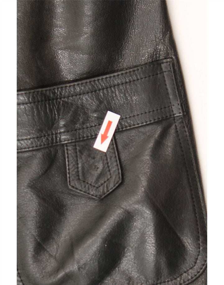 Manteau en cuir femme vintage IT 52 2XL Noir