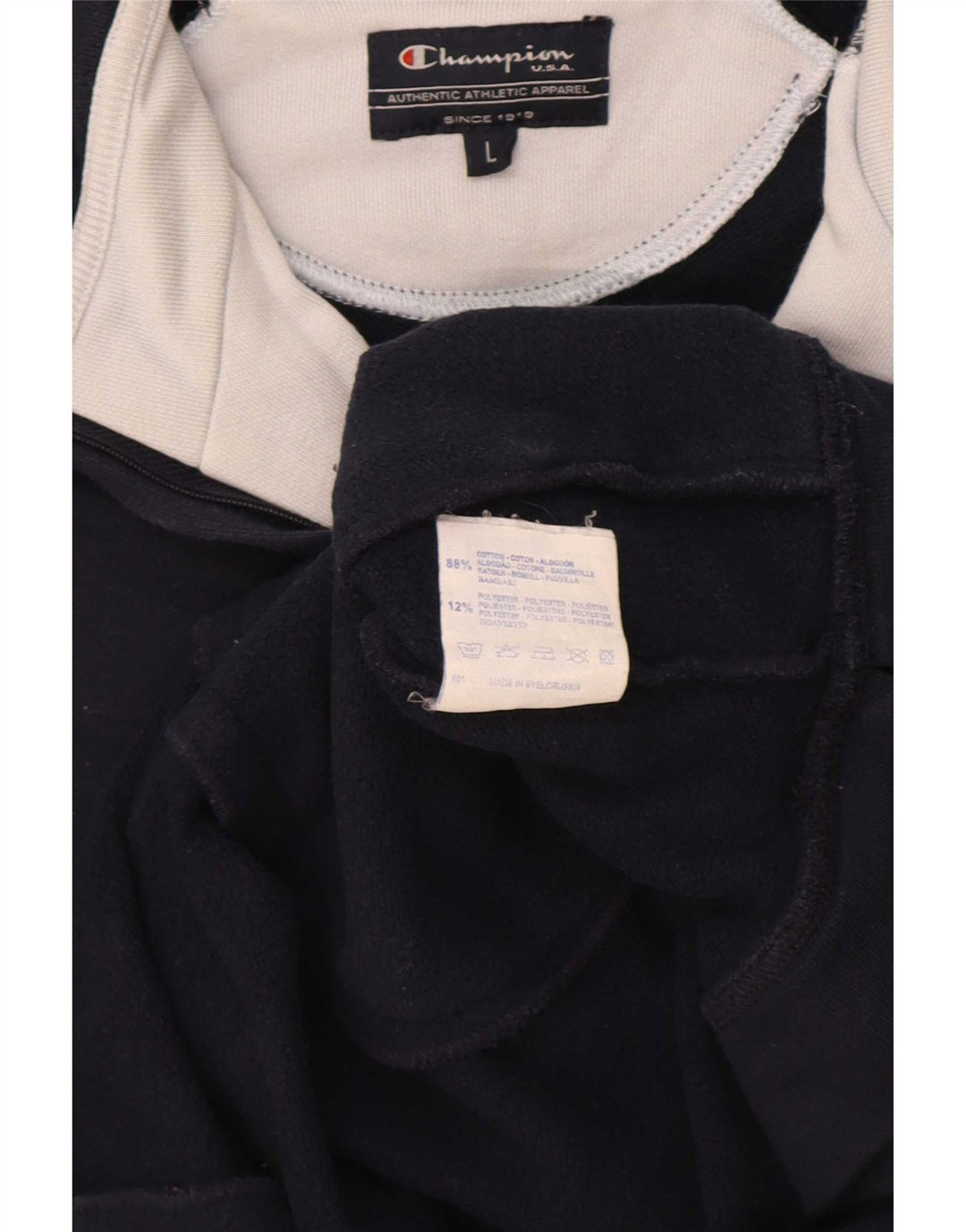 Champion Sweat-shirt à col zippé pour homme en coton bleu marine Taille L