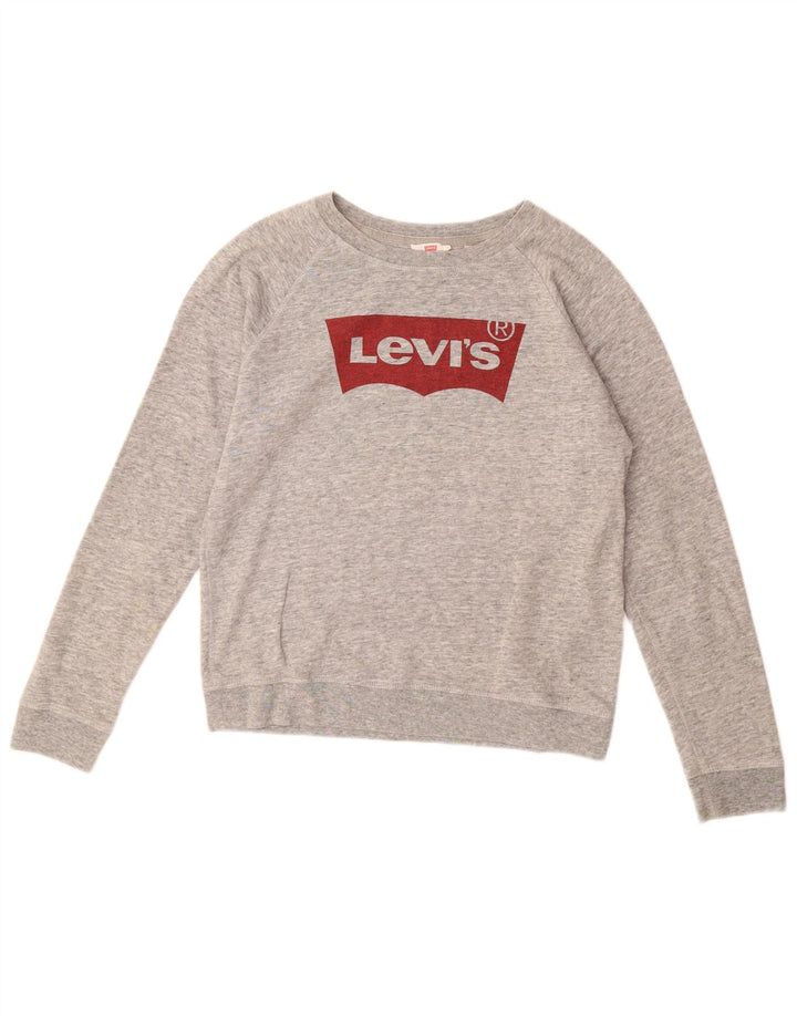 LEVI'S Sweat-shirt graphique pour femme UK 12 Gris moyen Coton